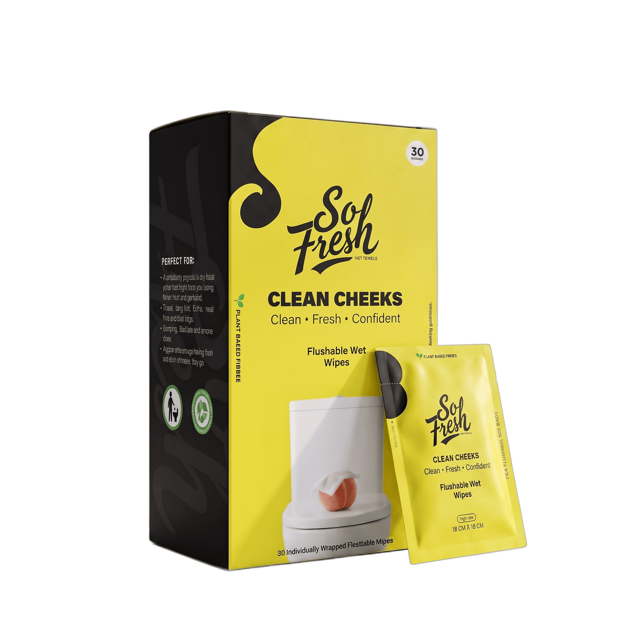 Clean Cheeks Individual flushable wet wipes pack